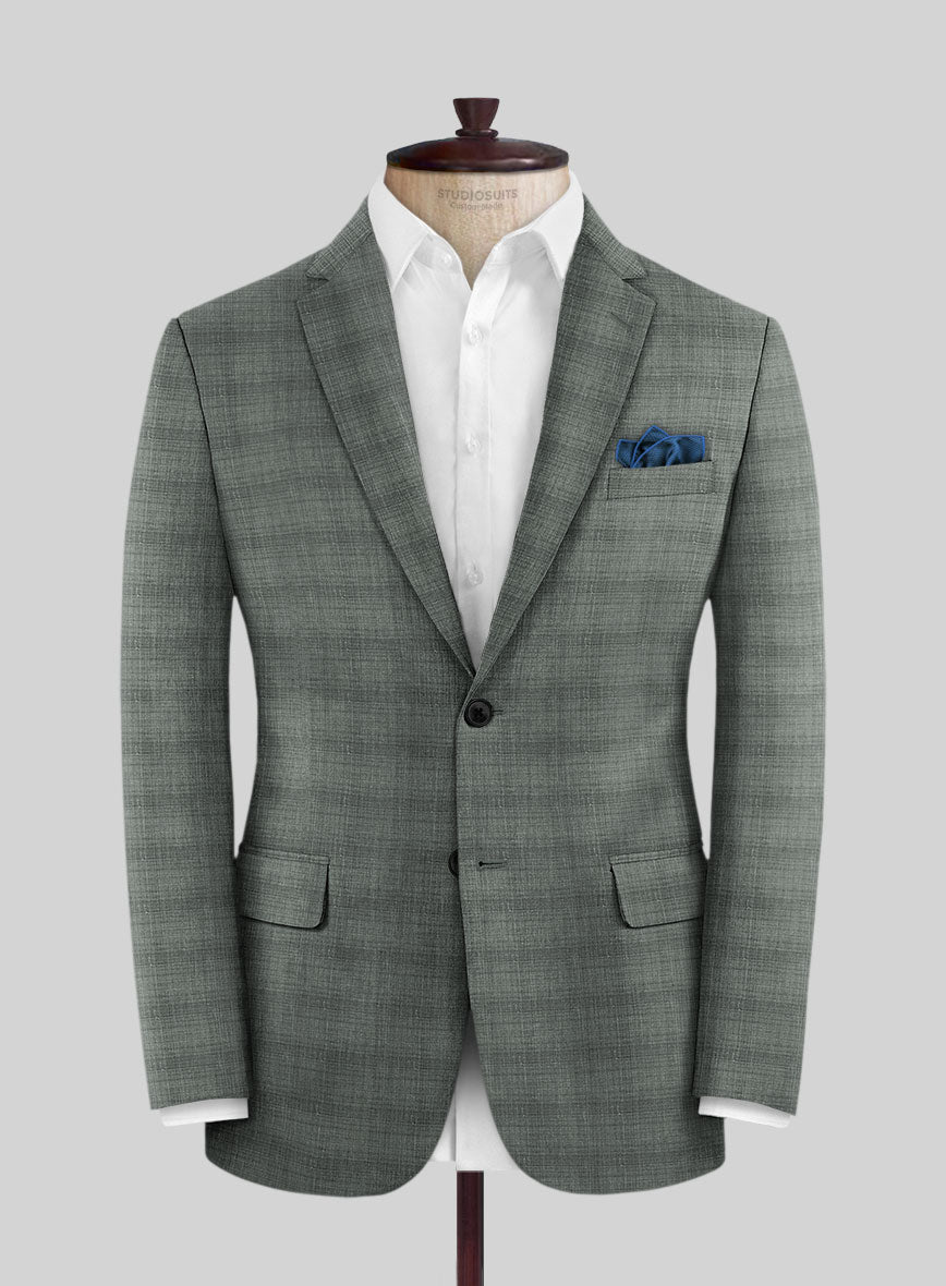 London Loom Green Bruna Wool Silk Linen Jacket - StudioSuits