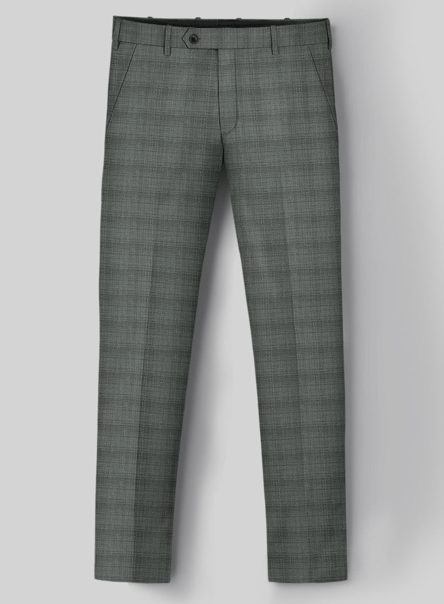 London Loom Green Bruna Wool Silk Linen Pants - StudioSuits