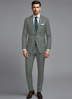 London Loom Green Bruna Wool Silk Linen Suit - StudioSuits