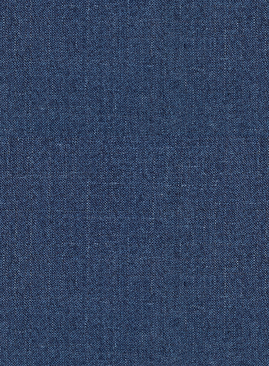 London Loom Indigo Blue Eufemia Wool Silk Linen Pants - StudioSuits