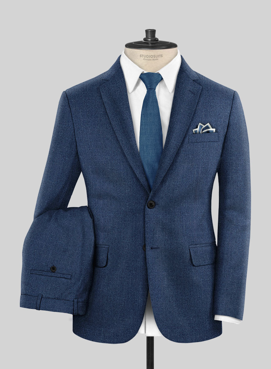 London Loom Indigo Blue Eufemia Wool Silk Linen Suit – StudioSuits