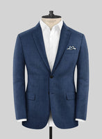 London Loom Indigo Blue Eufemia Wool Silk Linen Suit - StudioSuits