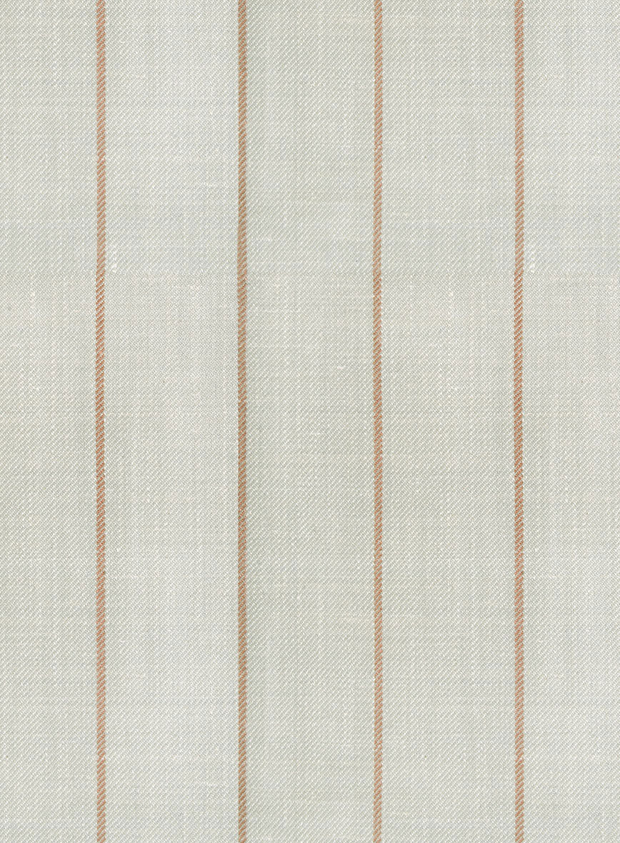 London Loom Light Gray Stripe Wool Silk Linen Jacket - StudioSuits