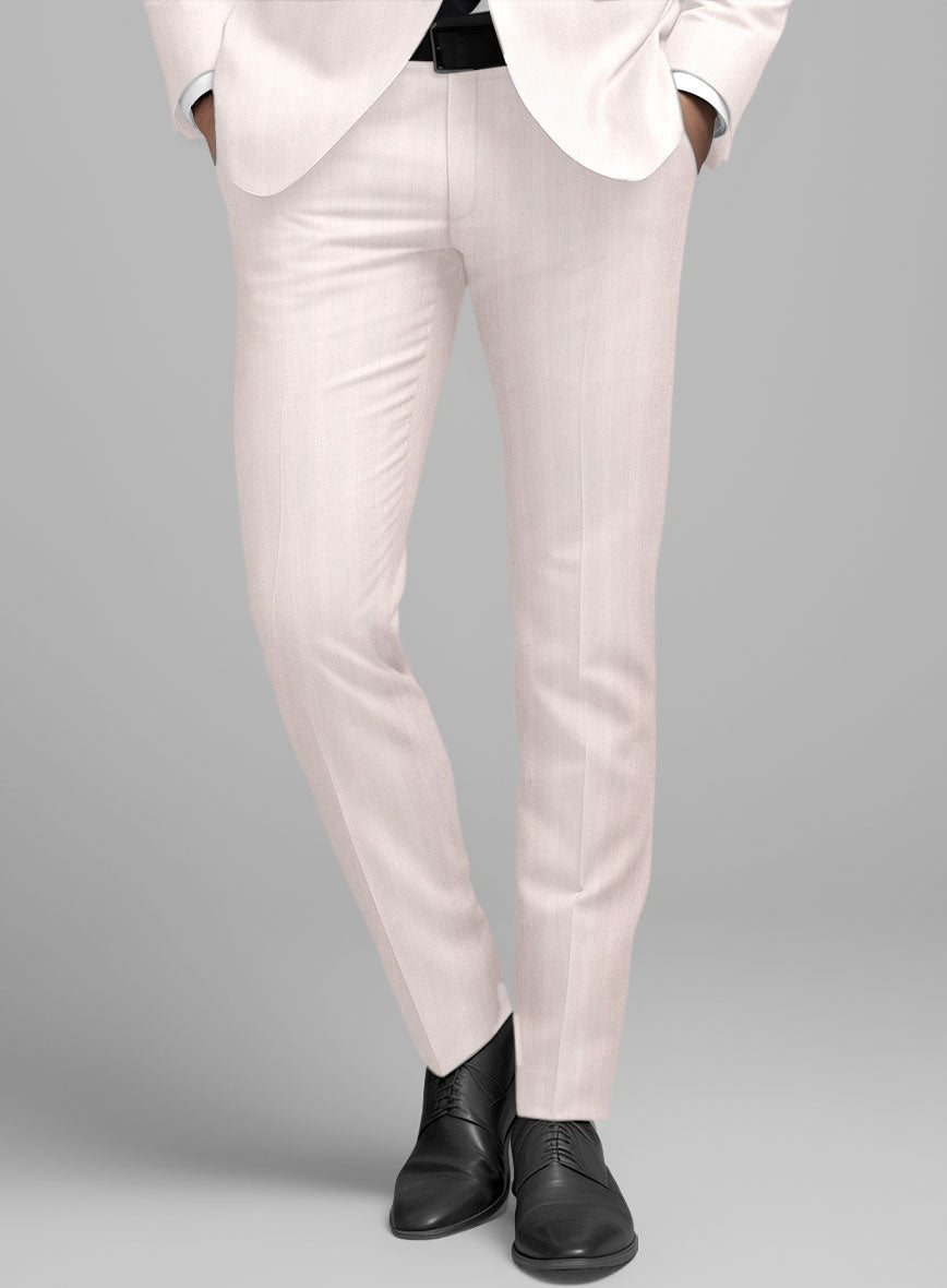 London Loom Pink Herringbone Wool Silk Linen Pants - StudioSuits