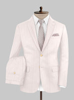 London Loom Pink Herringbone Wool Silk Linen Suit - StudioSuits