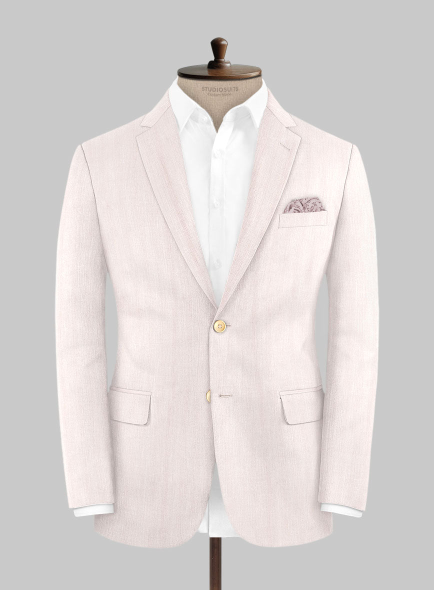 London Loom Pink Herringbone Wool Silk Linen Suit - StudioSuits