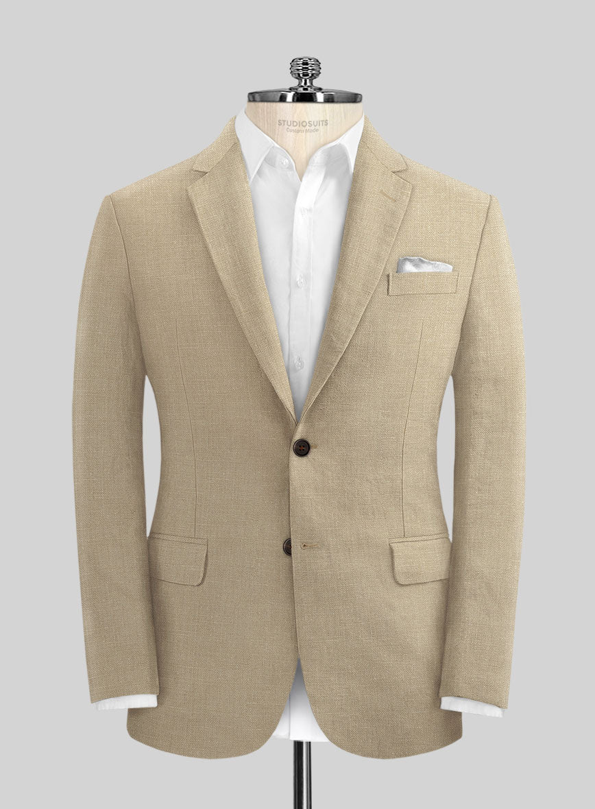 Maple Khaki Pure Linen Jacket - StudioSuits