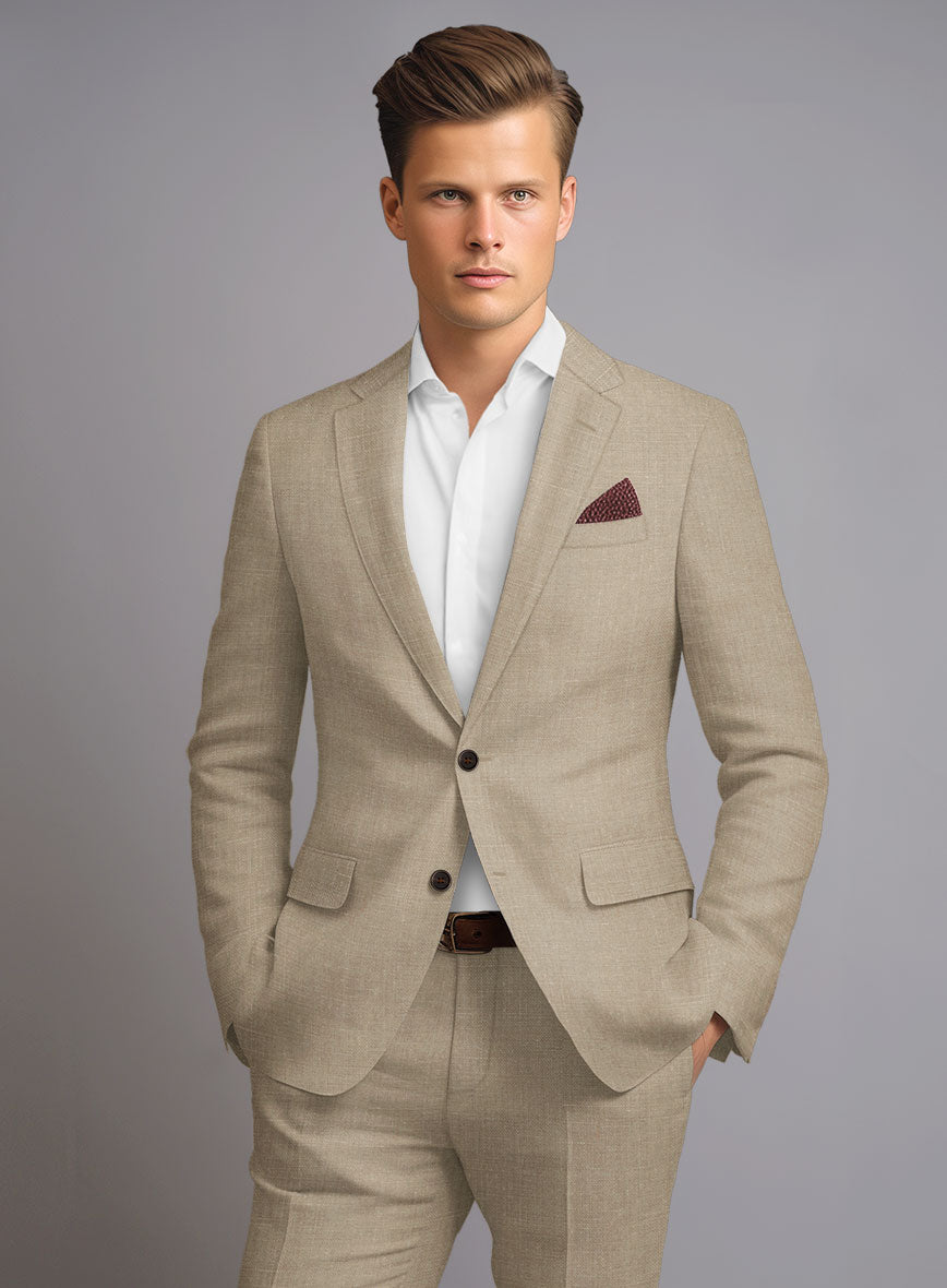 Maple Khaki Pure Linen Jacket - StudioSuits