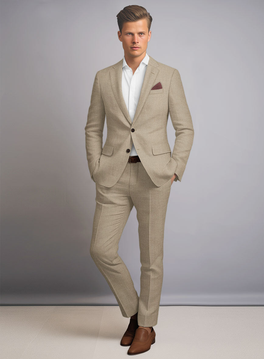 Maple Khaki Pure Linen Suit - StudioSuits