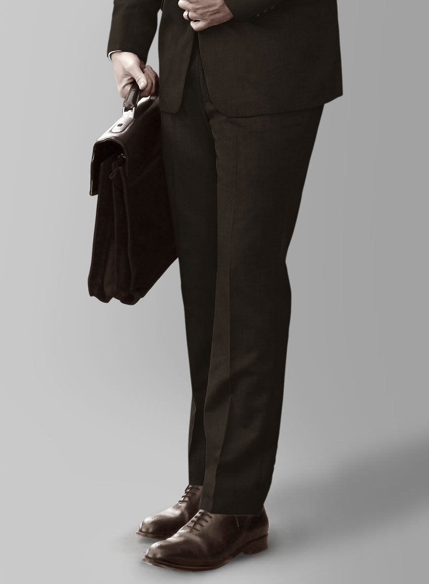 Marco Stretch Deep Brown Wool Pants - StudioSuits