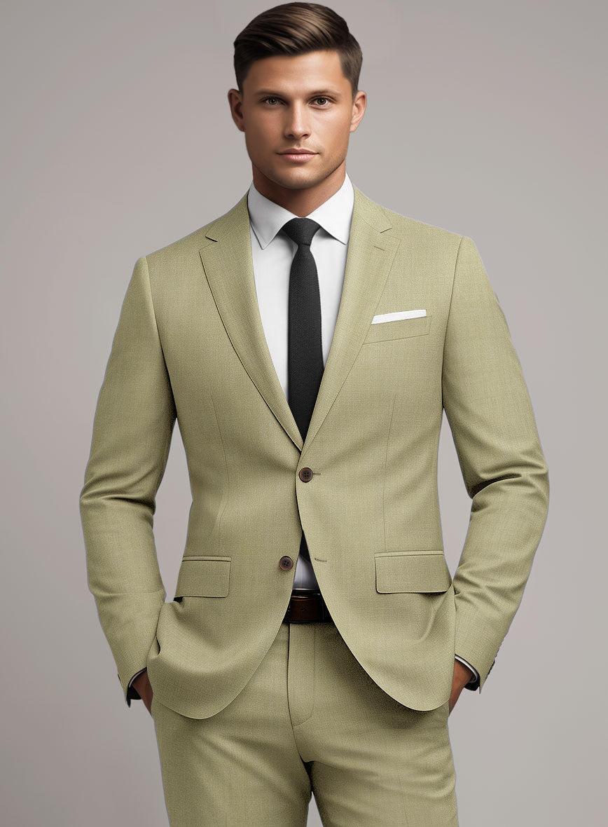 Marco Stretch Light Khaki Wool Jacket - StudioSuits