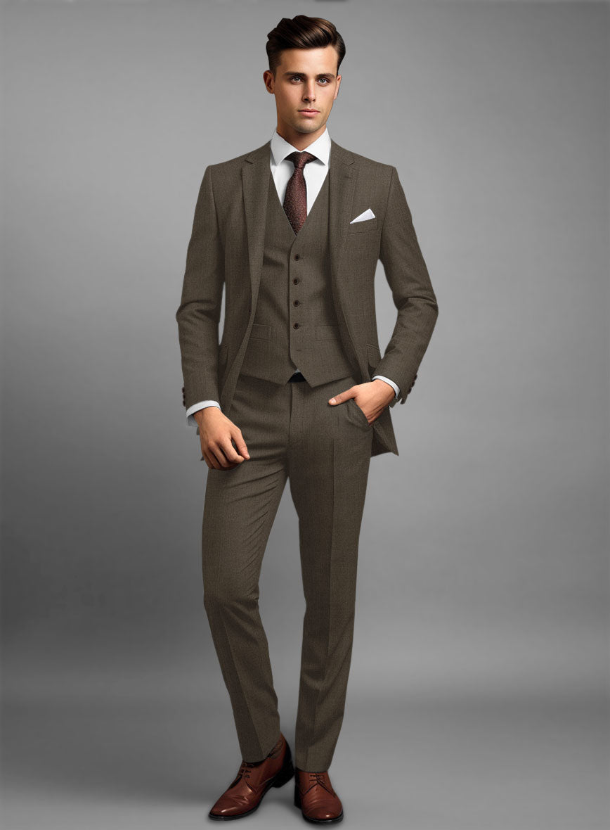 Marco Stretch Mud Brown Wool Suit – StudioSuits