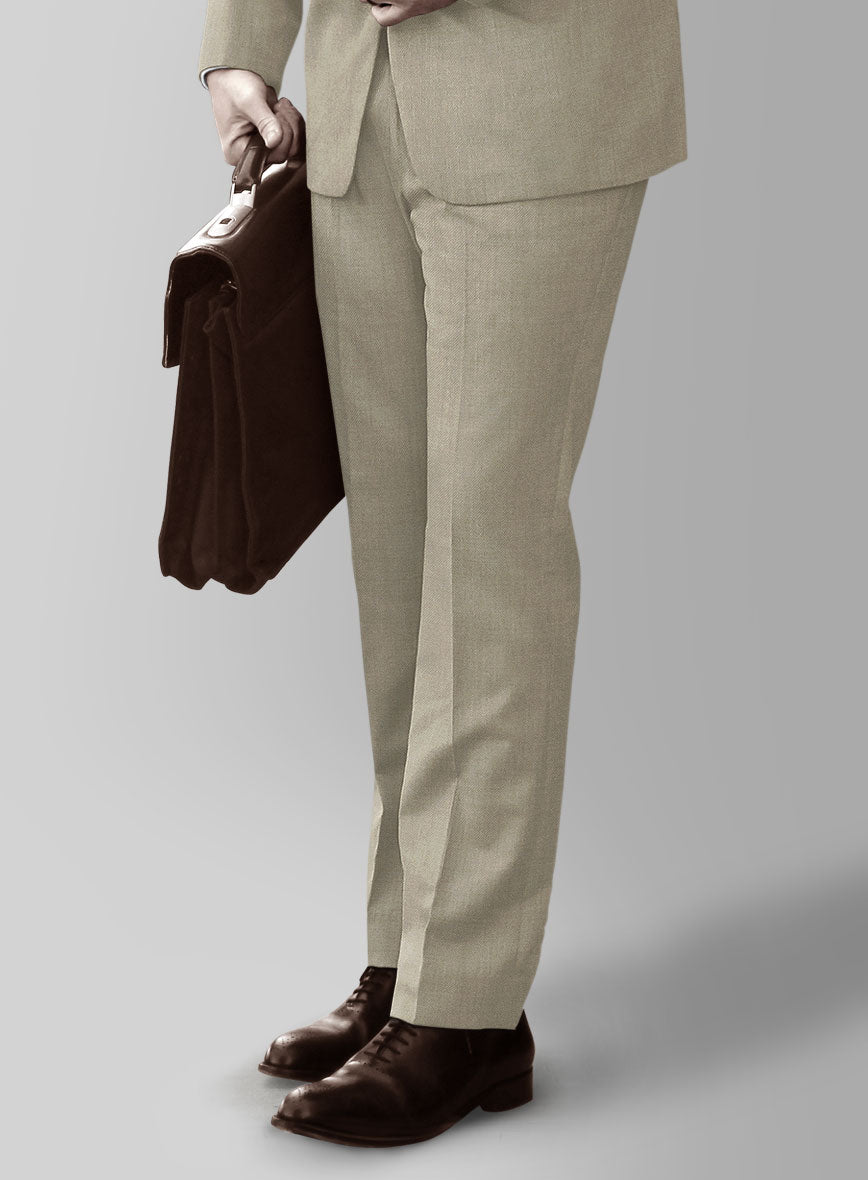 Marco Stretch Royal Beige Wool Pants - StudioSuits