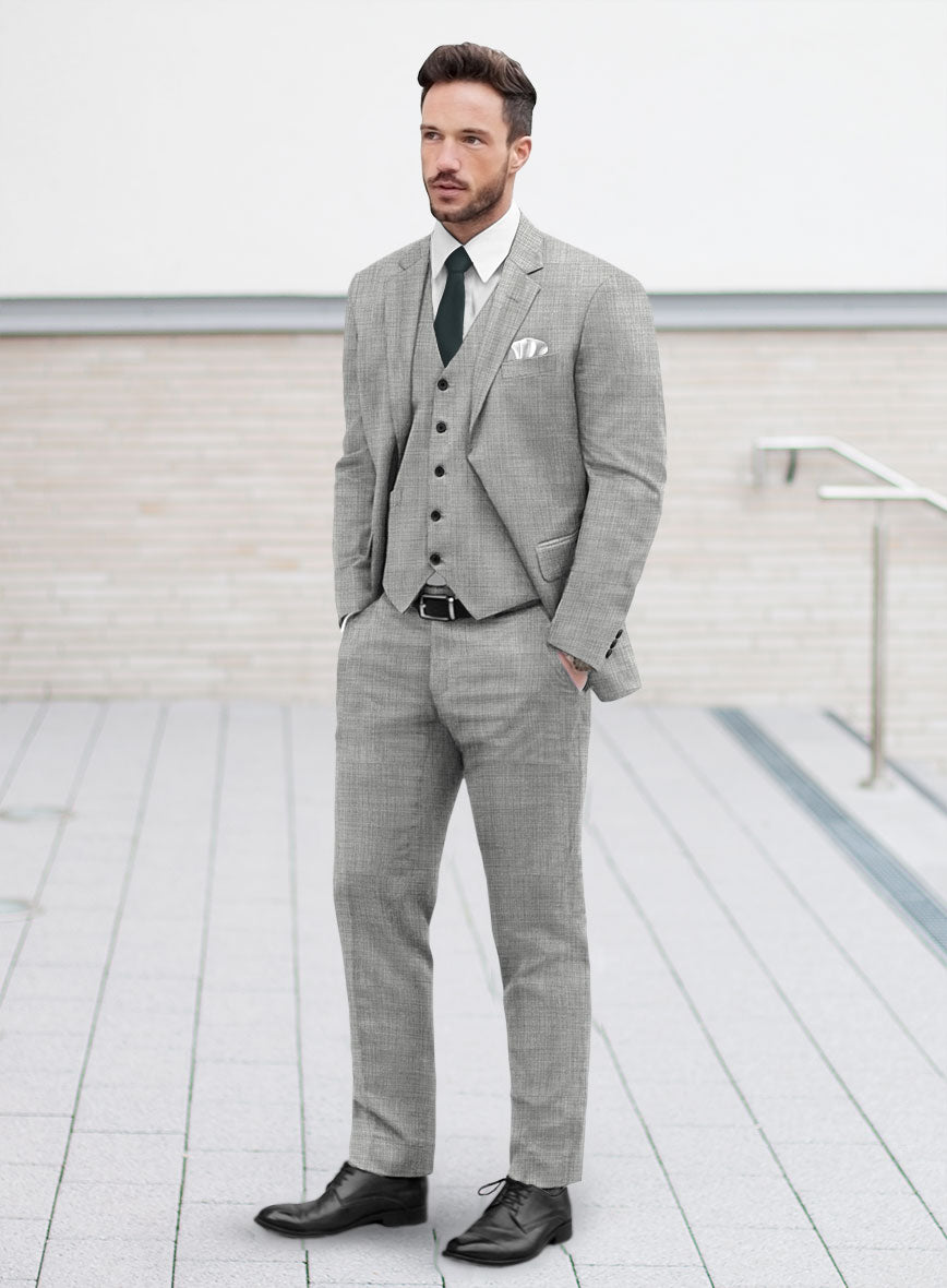 Marco Stretch Worsted Light Gray Wool Suit - StudioSuits