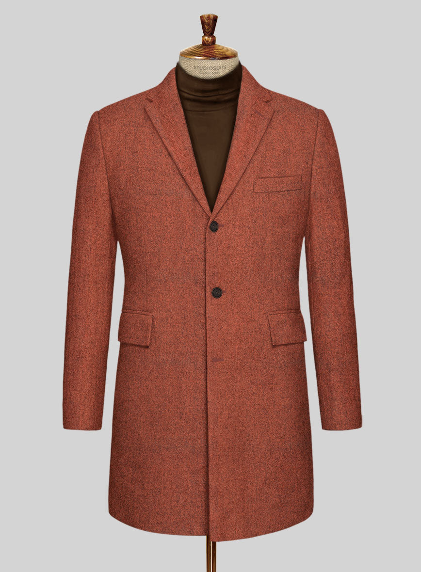 Melange Titan Rust Tweed Overcoat - StudioSuits