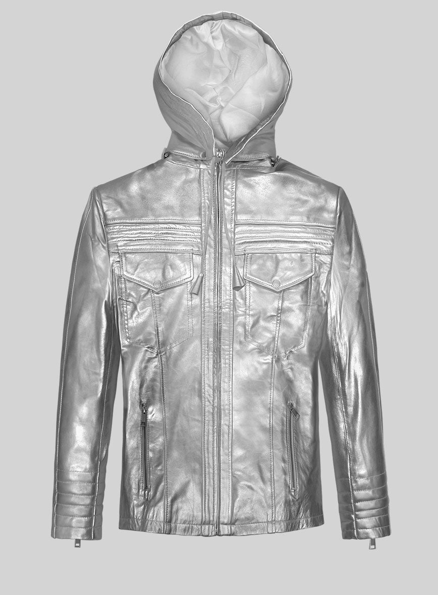 Metallic Moonlight Silver Leather Jacket