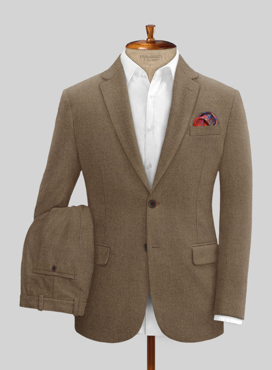 Mid Brown Flannel Wool Suit - StudioSuits