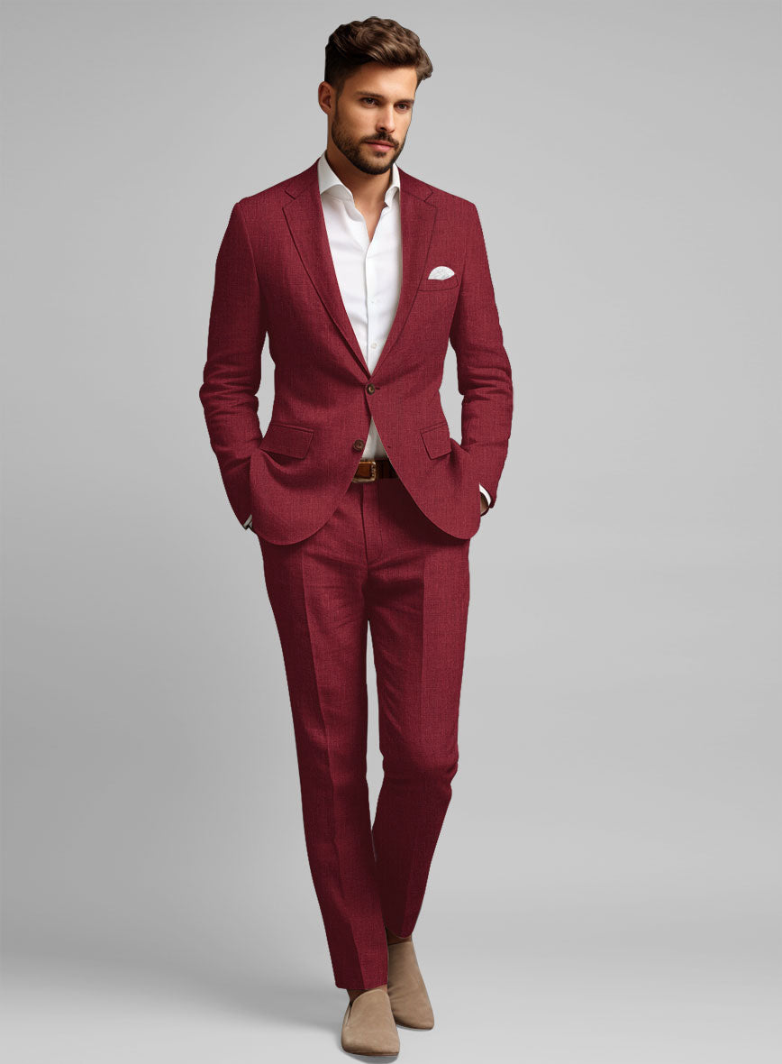 Moscow Maroon Linen Suit - StudioSuits