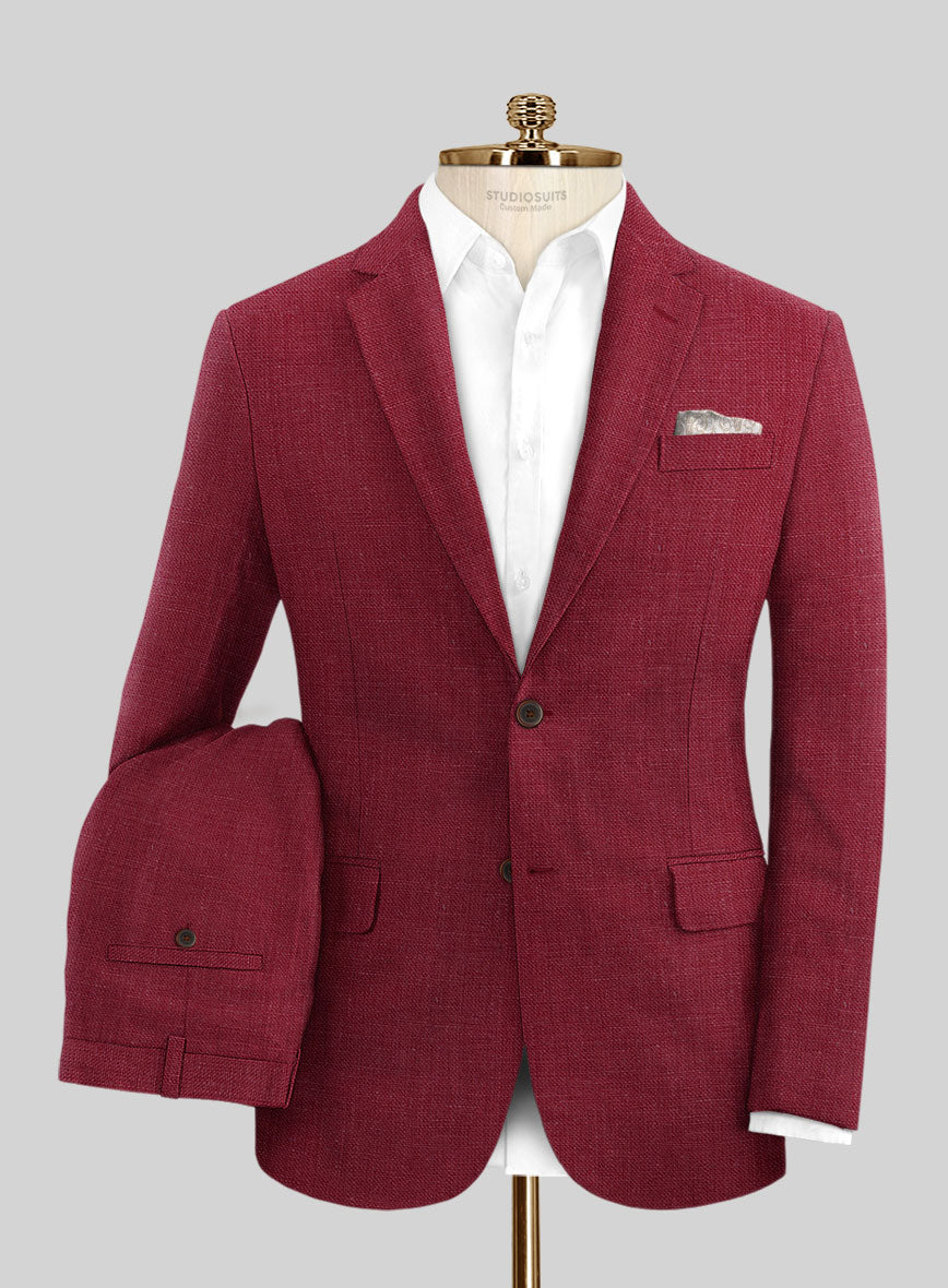 Moscow Maroon Linen Suit - StudioSuits