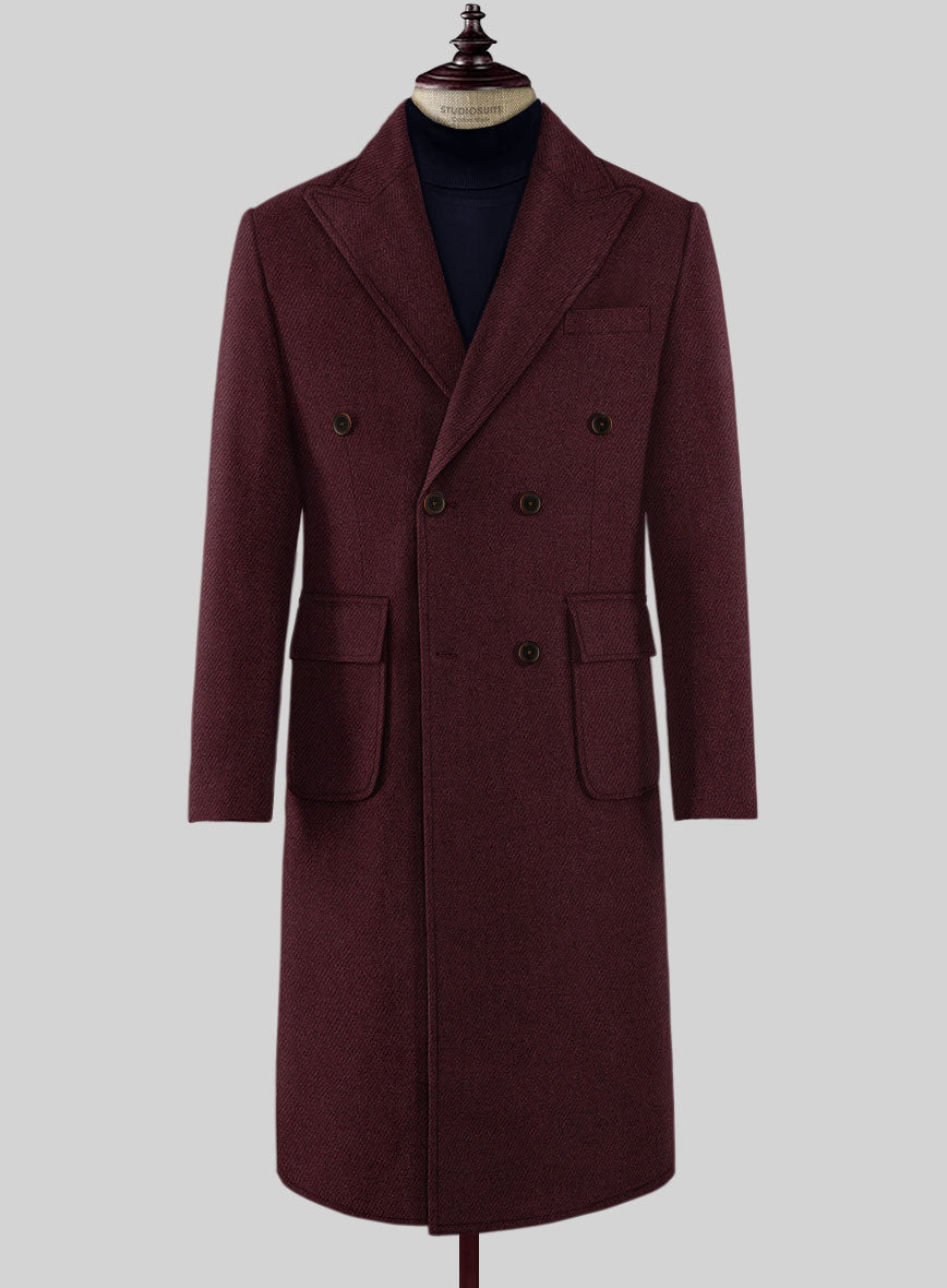 Musto Dark Wine Heavy Tweed Overcoat - StudioSuits