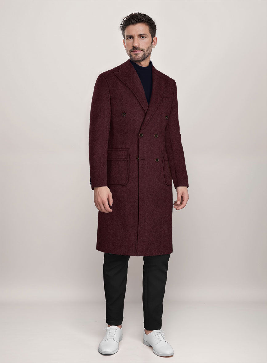 Musto Dark Wine Heavy Tweed Overcoat - StudioSuits