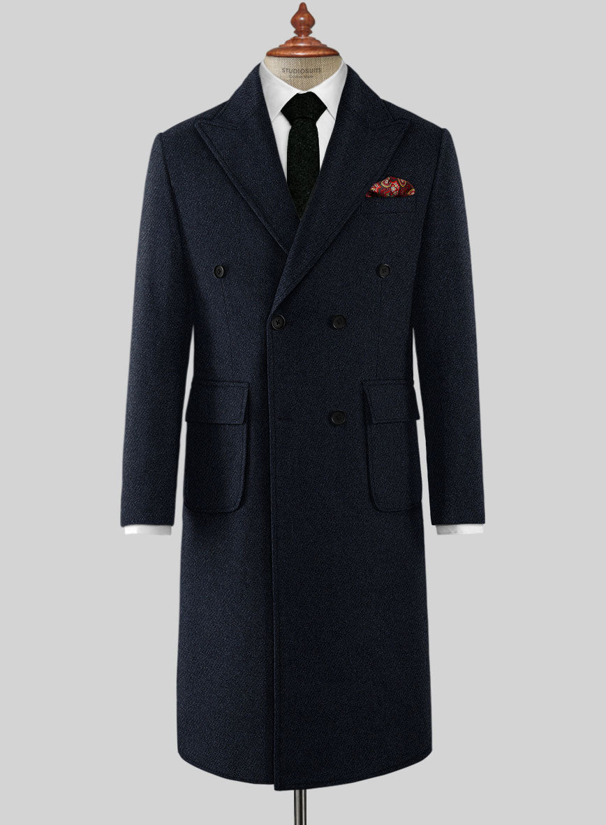 Musto Deep Blue Heavy Tweed Overcoat – StudioSuits