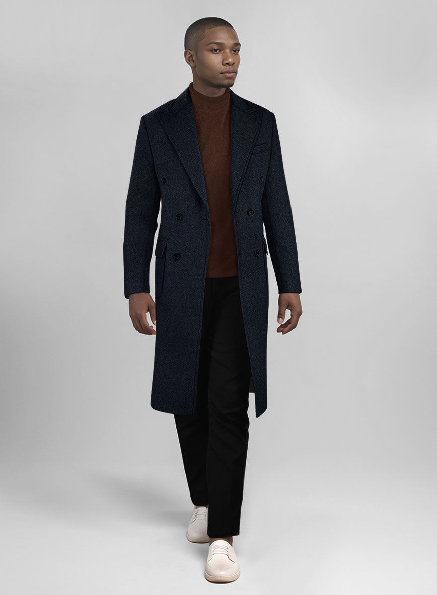 Musto Deep Blue Heavy Tweed Overcoat - StudioSuits