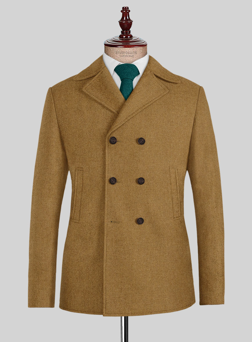 Naples Camel Tweed Pea Coat - StudioSuits