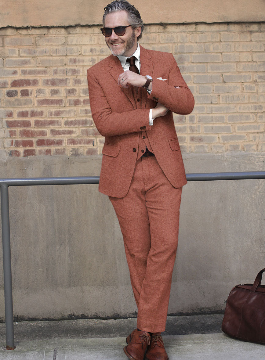 Naples Dark Salmon Pink Tweed Suit – StudioSuits