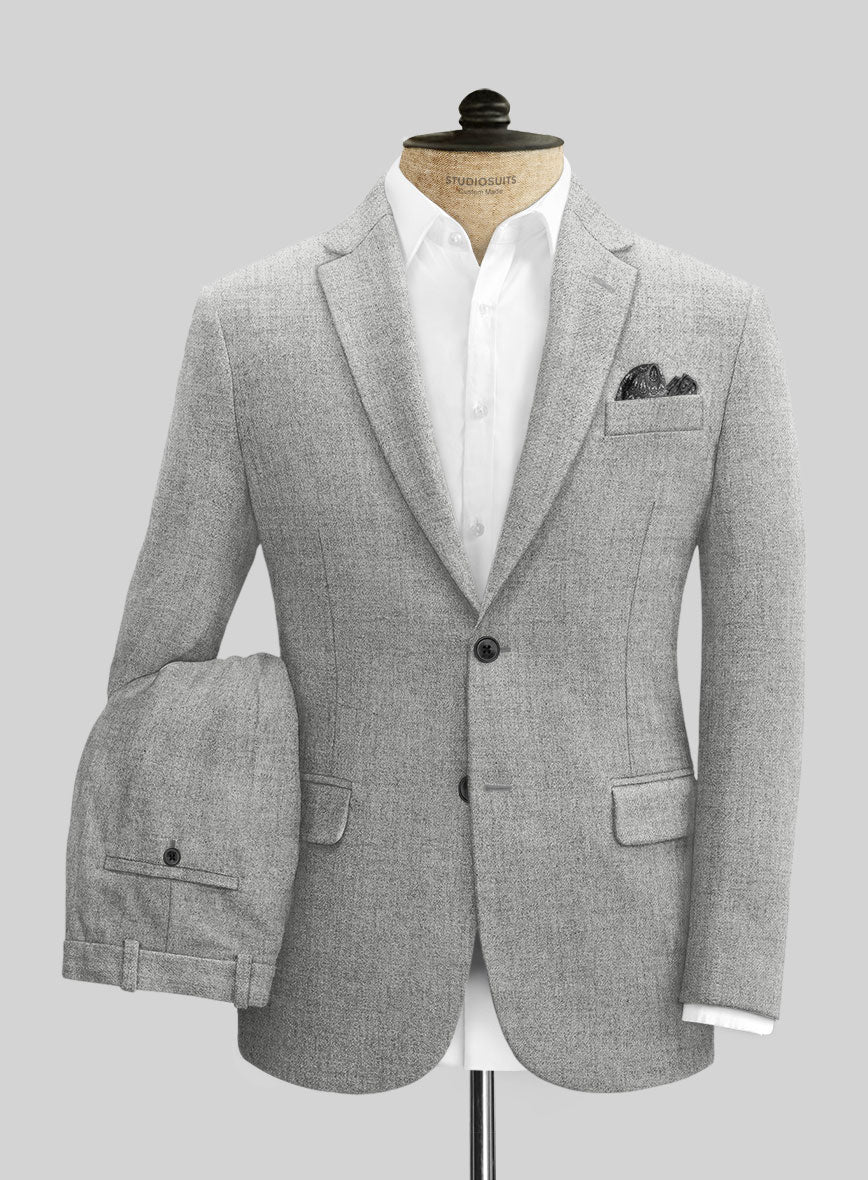 Naples Light Gray Tweed Suit - StudioSuits