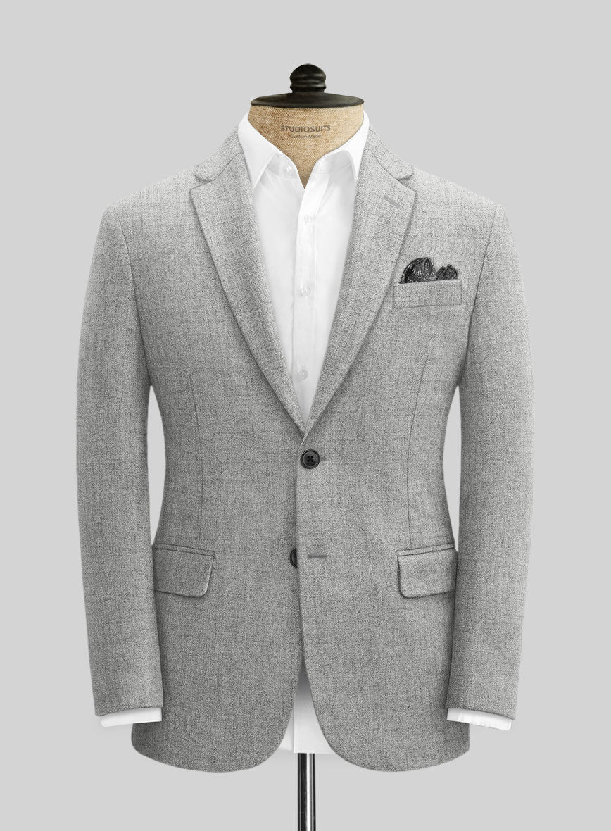 Naples Light Gray Tweed Suit - StudioSuits