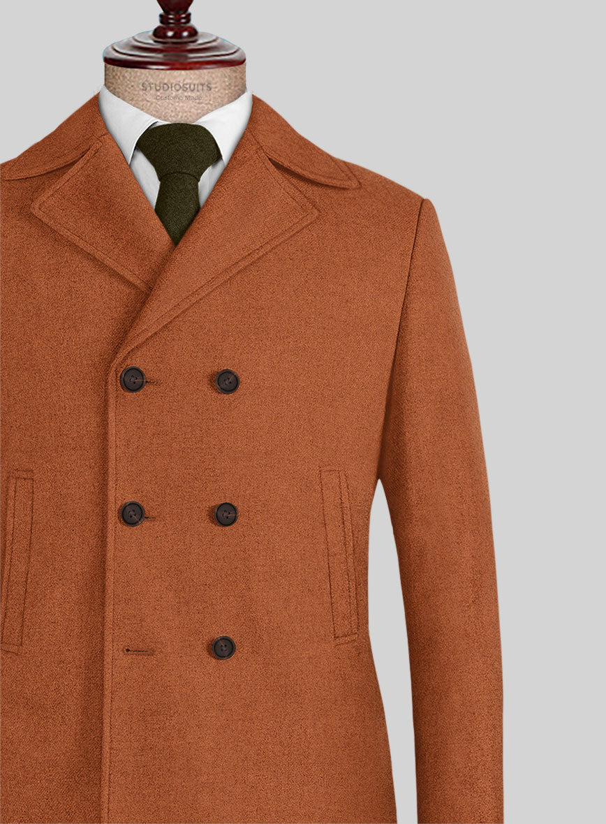 Naples Maitai Orange Tweed Pea Coat - StudioSuits