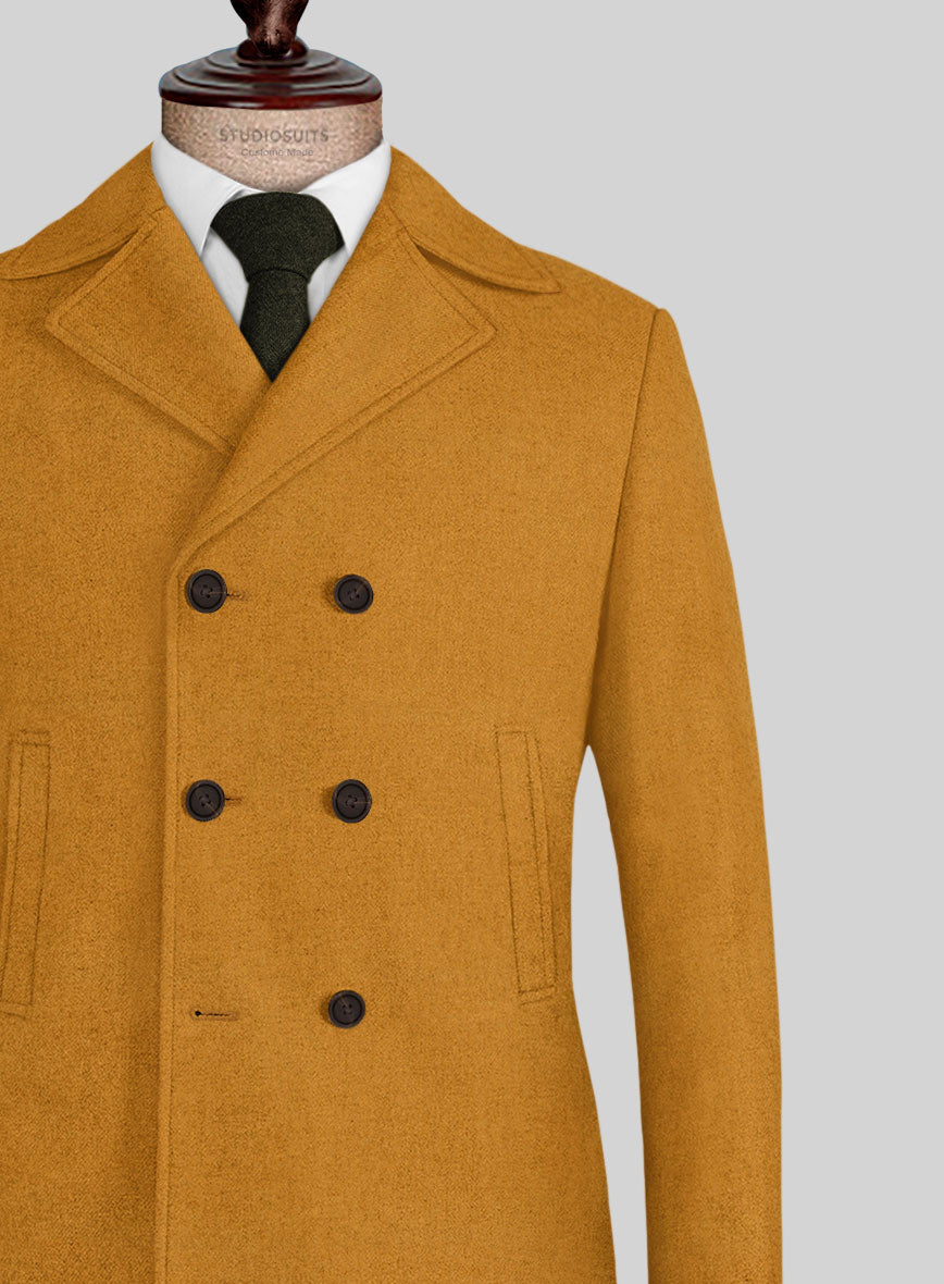 Naples Mimosa Yellow Tweed Pea Coat - StudioSuits