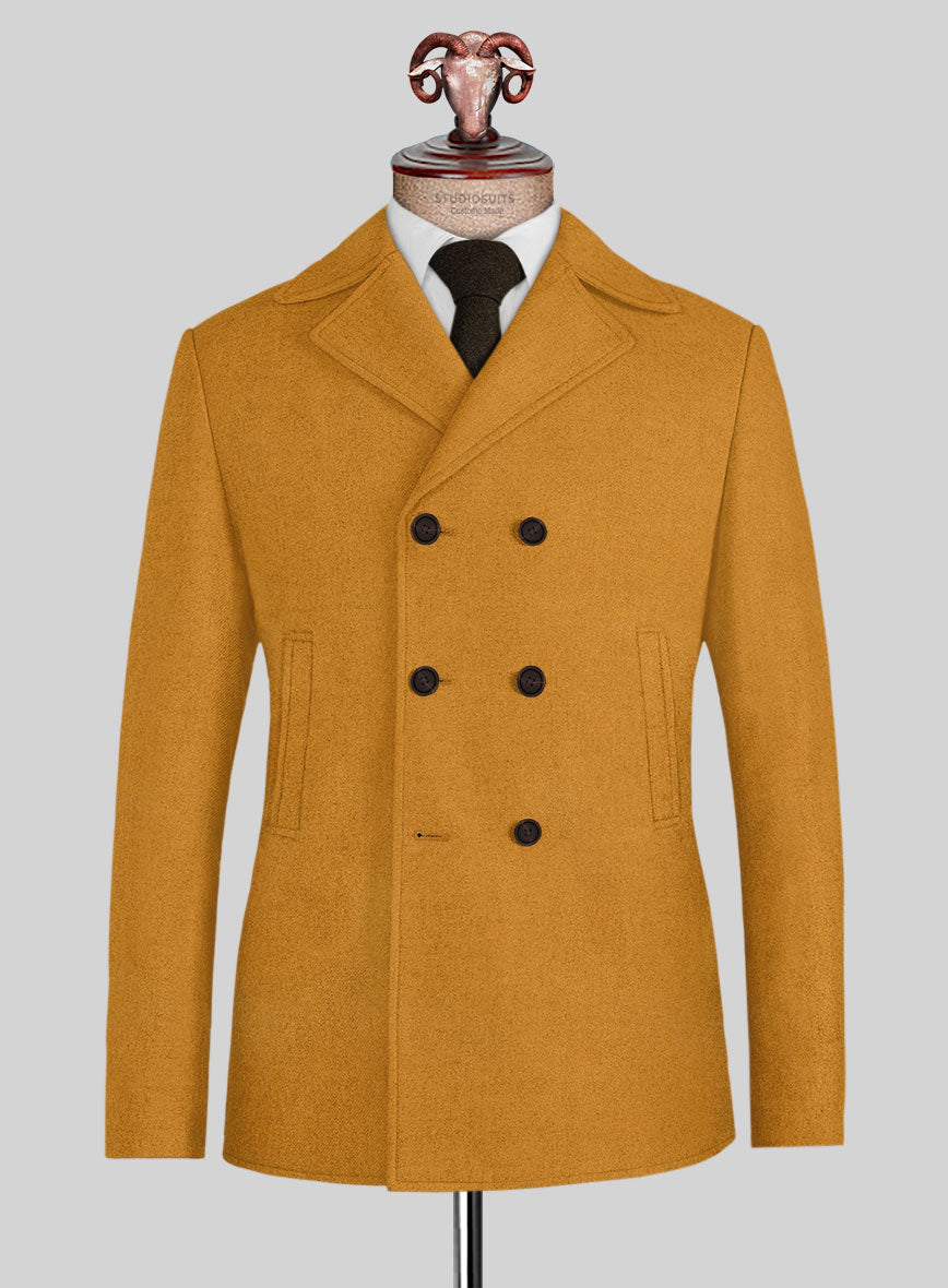 Naples Mimosa Yellow Tweed Pea Coat - StudioSuits