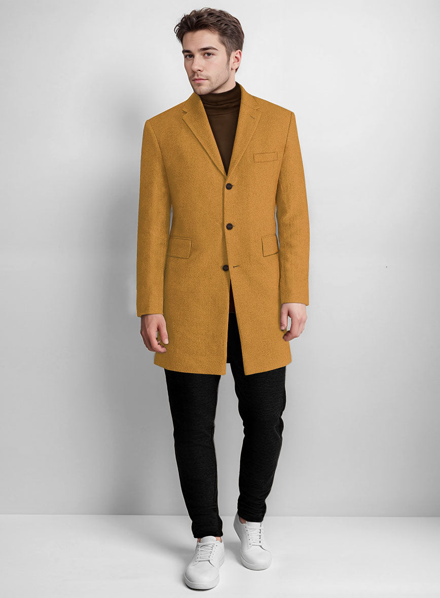 Naples Yellow Tweed Overcoat - StudioSuits