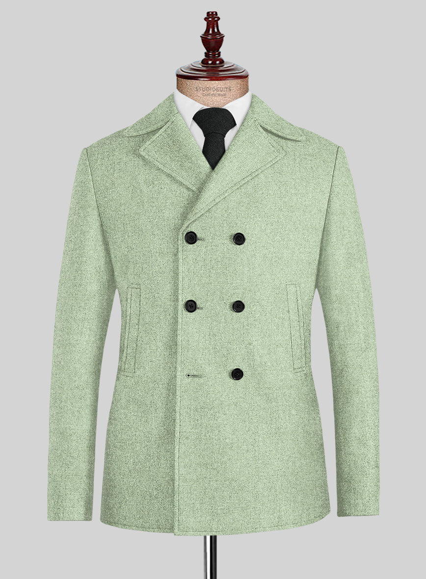 Naples Pista Green Tweed Pea coat - StudioSuits