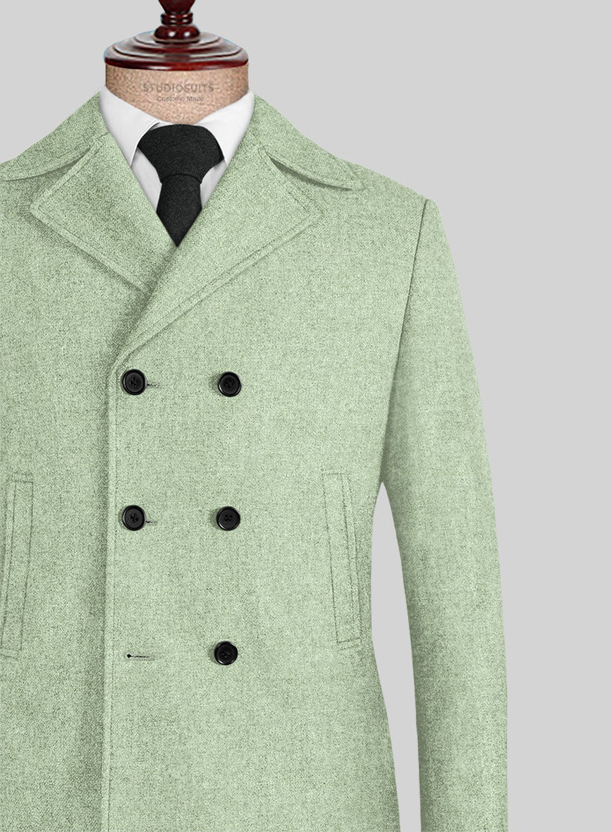 Naples Pista Green Tweed Pea coat - StudioSuits