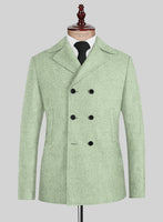 Naples Pista Green Tweed Pea coat - StudioSuits