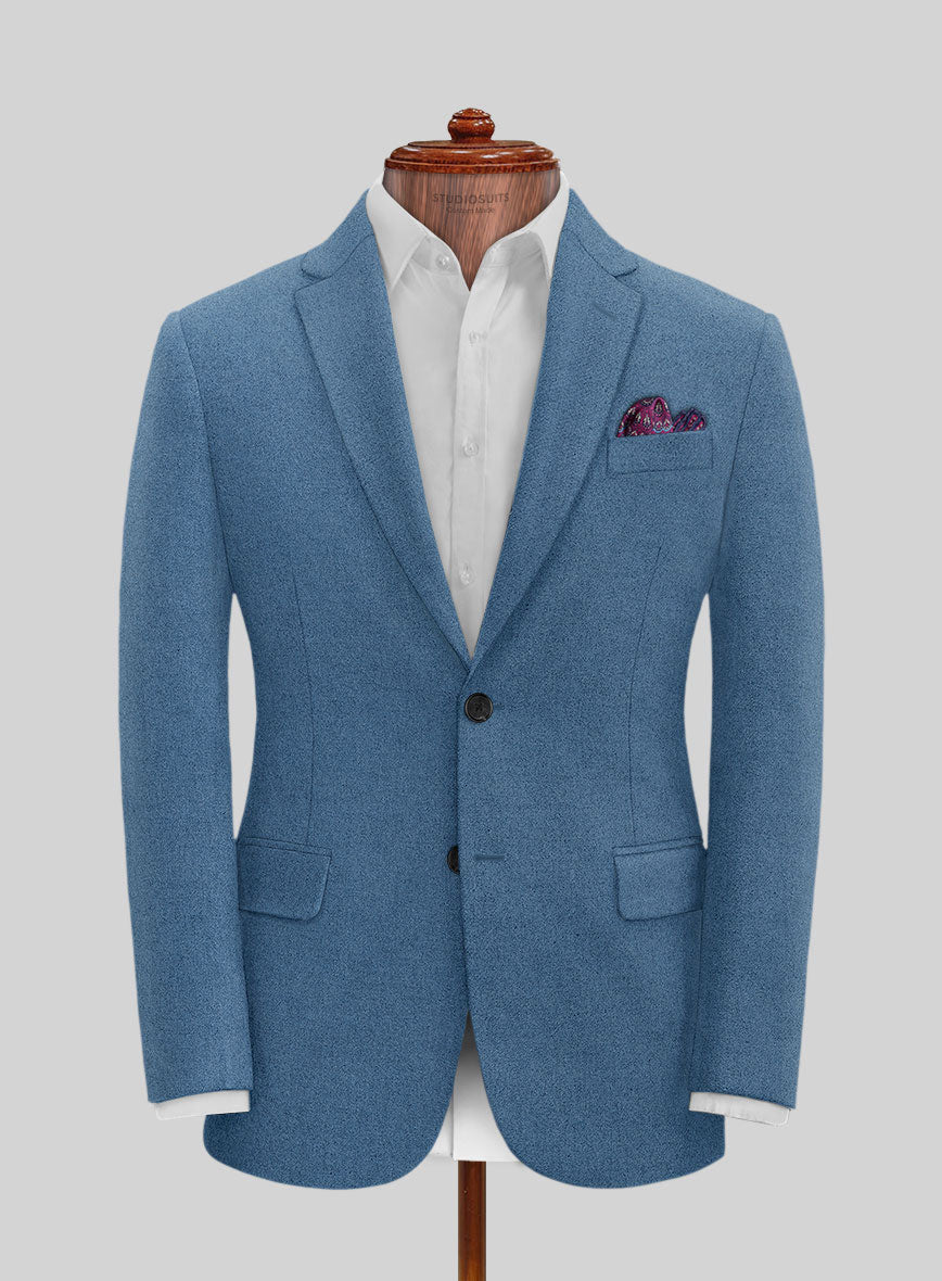 Naples Saga Blue Tweed Jacket - StudioSuits