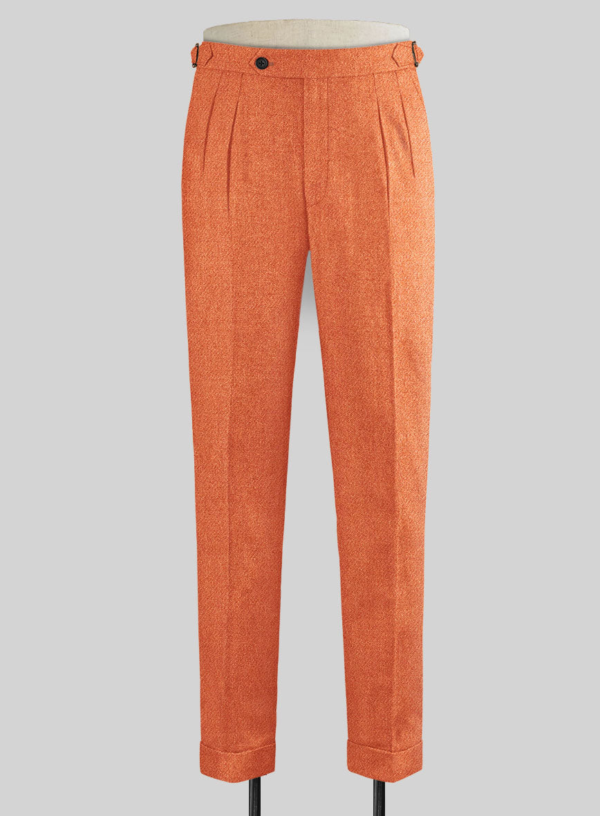 Naples Spring Orange Highland Tweed Trousers - StudioSuits