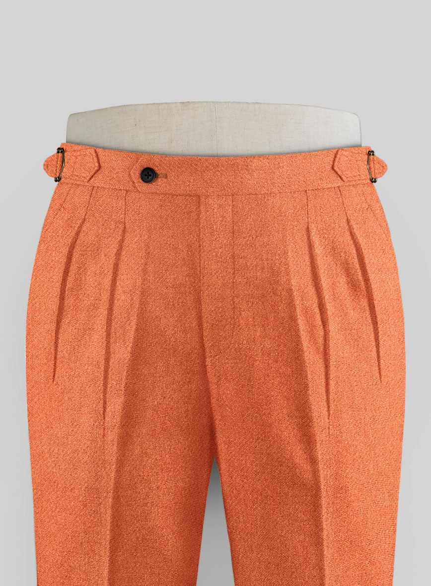 Naples Spring Orange Highland Tweed Trousers - StudioSuits