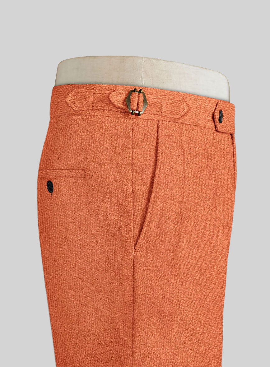 Naples Spring Orange Highland Tweed Trousers - StudioSuits