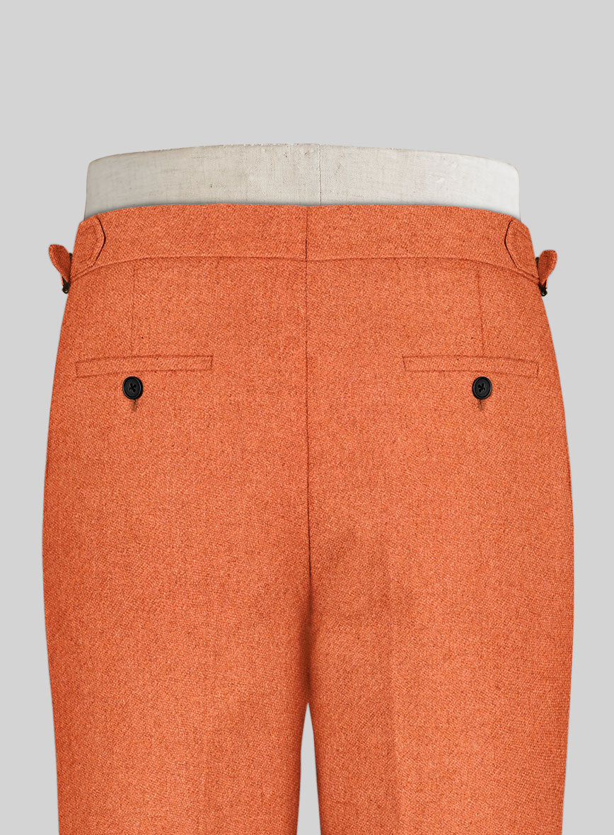 Naples Spring Orange Highland Tweed Trousers - StudioSuits