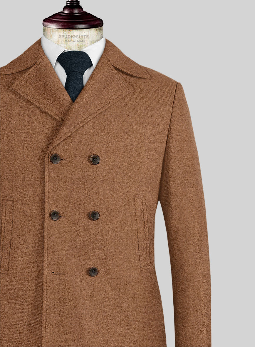 Naples Tobacco Tweed Pea Coat - StudioSuits