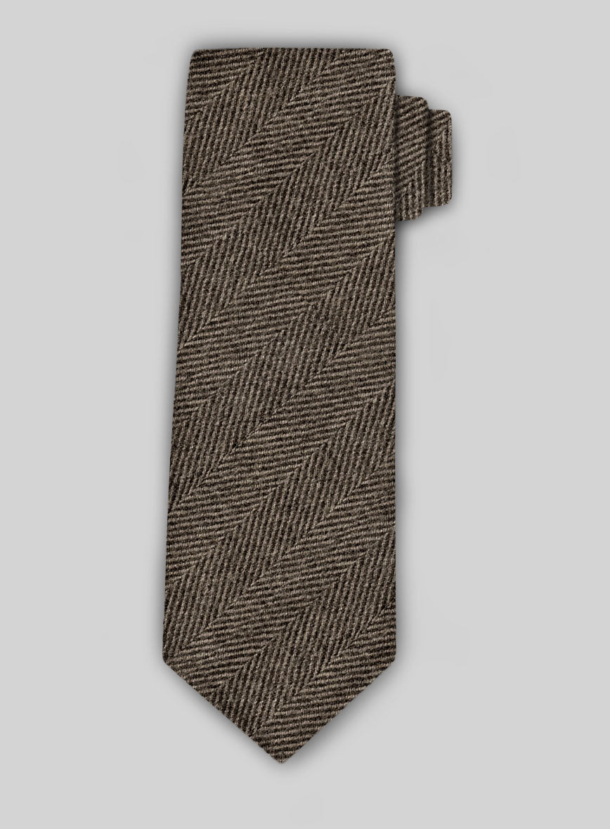 Tweed Tie - Naples Wide Herringbone Brown Tweed - StudioSuits