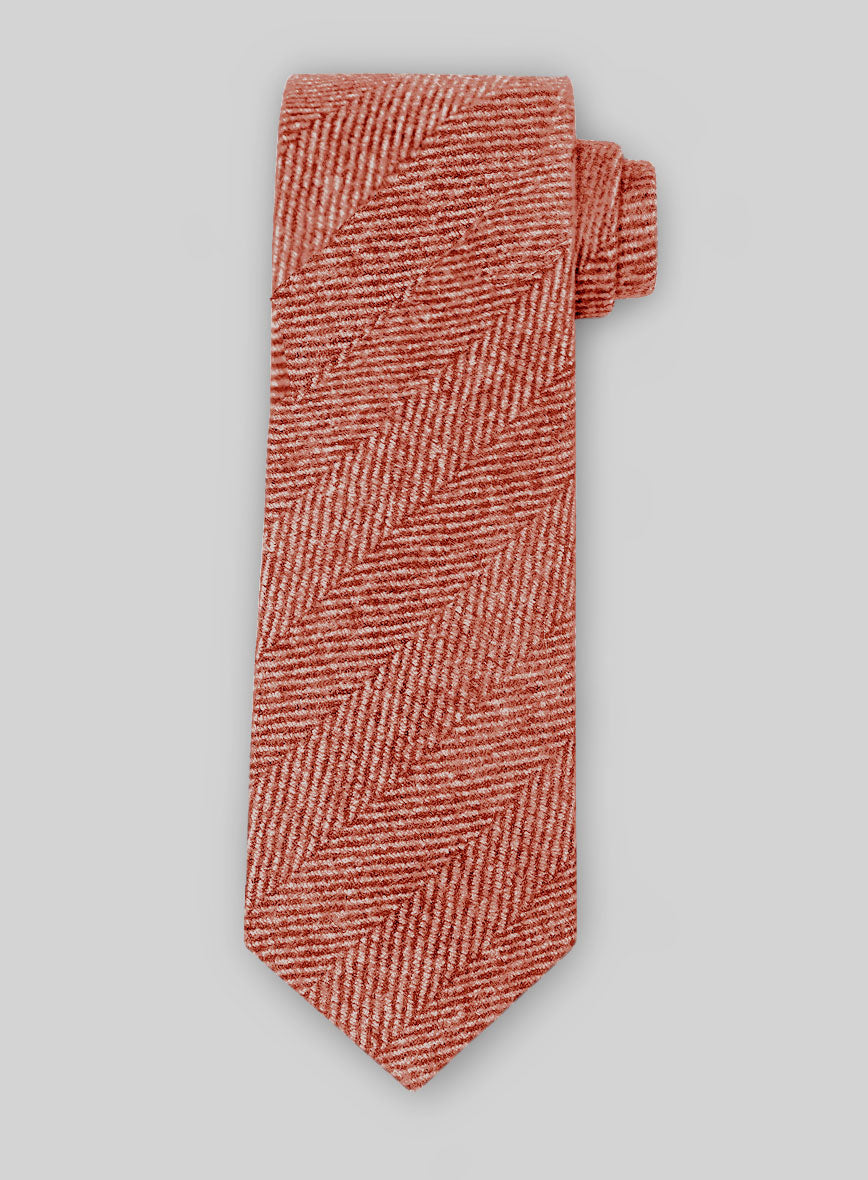 Tweed Tie - Naples Wide Herringbone Caramine Pink - StudioSuits