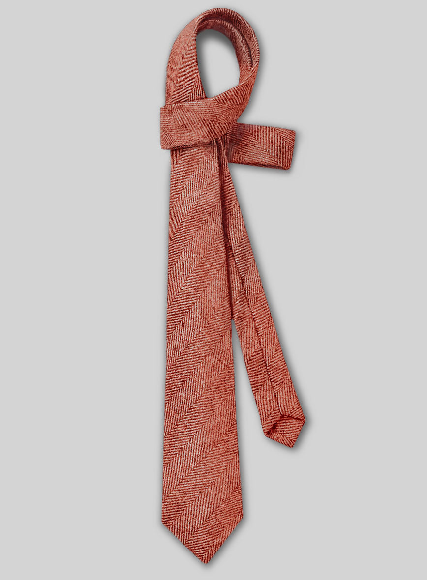 Tweed Tie - Naples Wide Herringbone Caramine Pink - StudioSuits