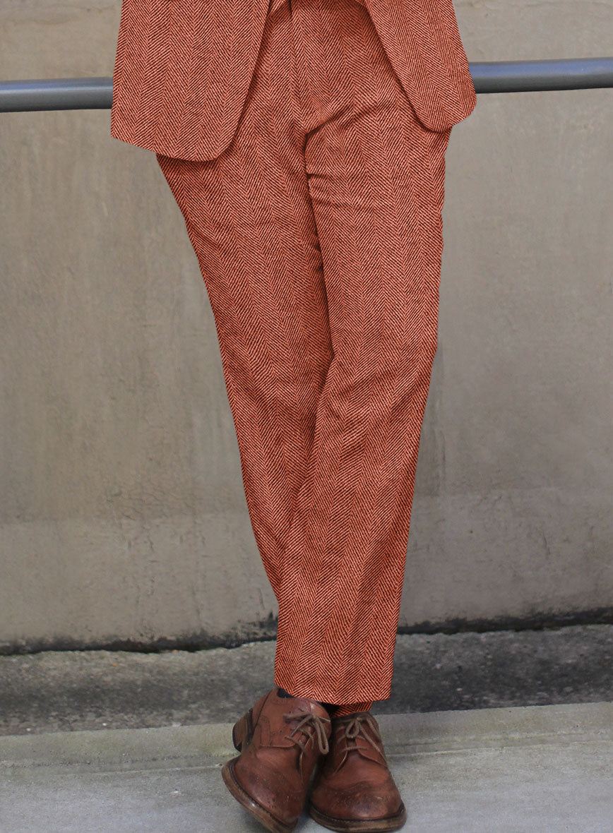 Naples Wide Herringbone Caramine Pink Tweed Suit - StudioSuits