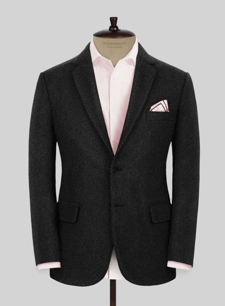 Naples Wide Herringbone Charcoal Tweed Suit - StudioSuits