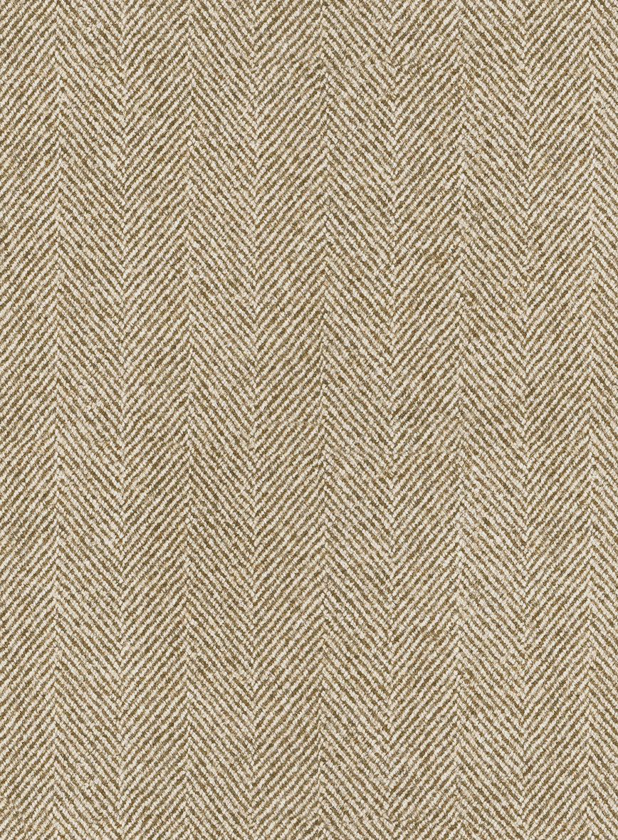 Naples Wide Herringbone Dark Beige Tweed Pants - StudioSuits